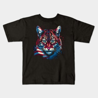 Patriotic Bobcat Kids T-Shirt